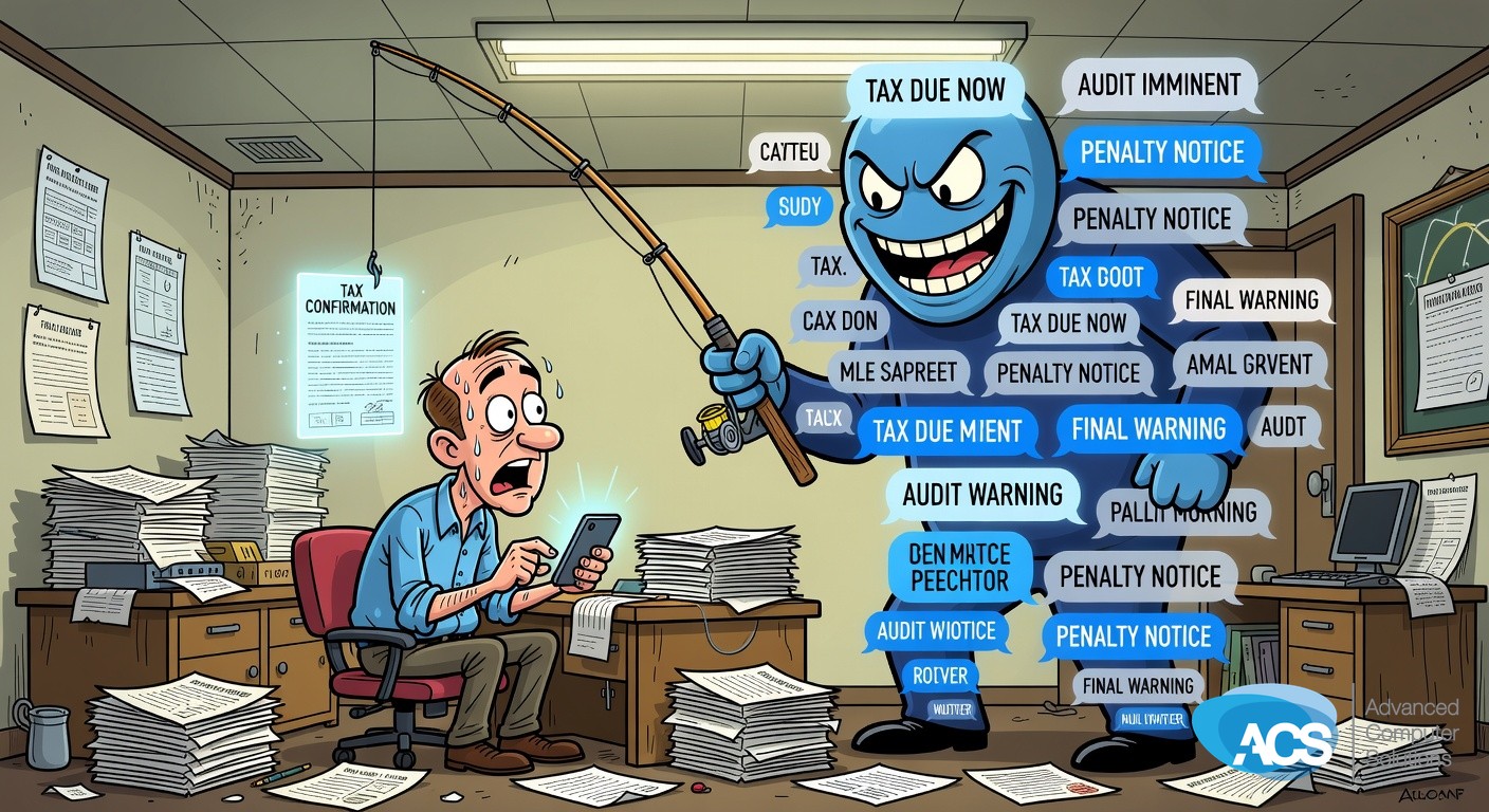 Illustration for: New ‘TollMite’ Phishing Campaign Targeting Small Business Owners via Fake IRS E-File Confirmation Texts — June Tax Deadline Timing I